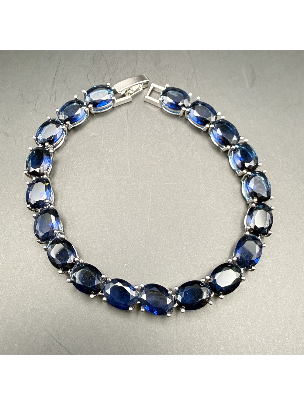 candy+clover elite chunky dark blue crystal 14k white gold plated bracelet